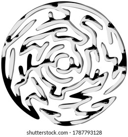 Gray round labyrinth on a white background