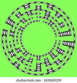 Gray round maze on a green background