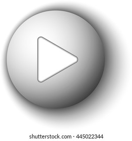 Gray round play button vector icon