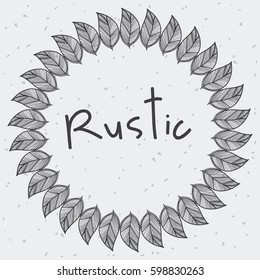 gray rustic emblem leaves icon