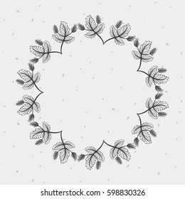 gray rustic emblem leaves icon
