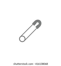 Gray safety pin vector icon.