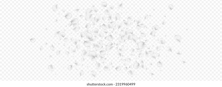 Gray Sakura Vector Transparent Panoramic Background. Pastel Blur Rose Wallpaper. Fall Flower Pattern. Snowy Cherry Fly Cover.