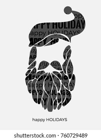 Gray Santa face on white background - Illustration
