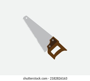 Gray saw vector design with wooden handle