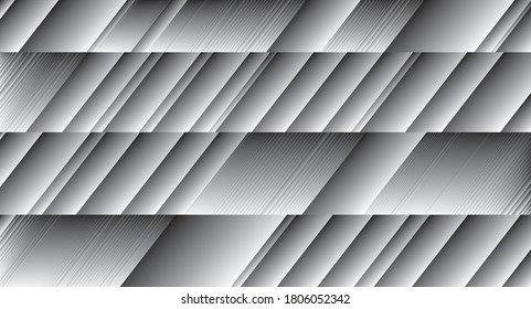 Gray scale 3D stripes leaning in parallel angles, in close strips