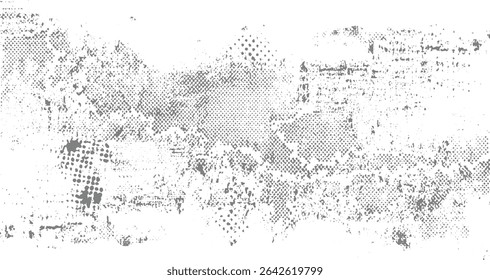 Fundo abstrato em escala de cinza com um padrão de meio-tom angustiado com formas irregulares e um efeito manchado criando uma textura de estilo grunge.