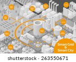 Gray Scale City and Smart Grid image illustration, vector