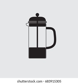 Gray scale coffee press vector icon
