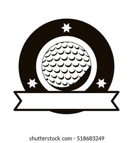 gray scale emblem with golf ball and ribbon