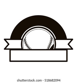 gray scale emblem half with baseball ball and ribbon