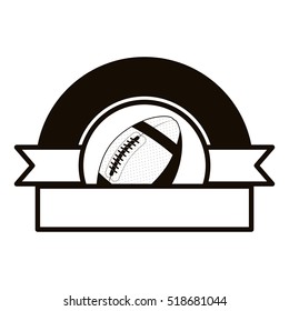 gray scale emblem half with football ball and ribbon