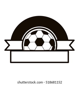 gray scale emblem half with soccer ball and ribbon