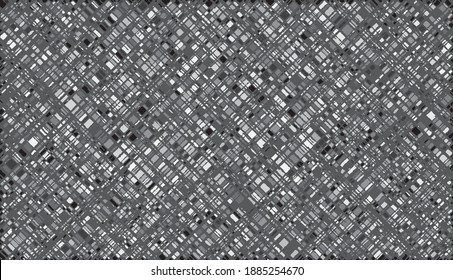 Gray scale grid pattern filled with different sized rectangular, tiny shaded boxes