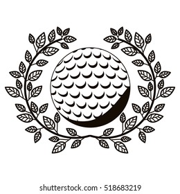 gray scale half crown of olive branch with golf ball
