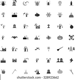 Gray scale Halloween icon set vector Gray scale Halloween icon set vector