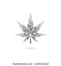 gray scale marijuana leaf, geometric leaf vector design