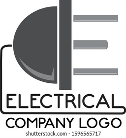 Gray scale modern illustrated vector graphic design concept for electric Company logo with chord template easy to edit