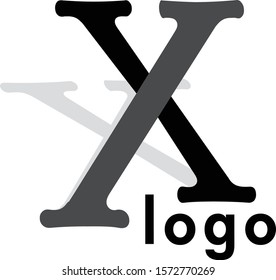 Gray scale modern vector dimensional logo design of the letter X with shadow effect Template Easy to Edit