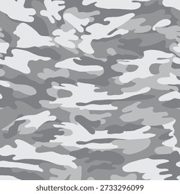 Gray scale monochrome camouflage for textile prints for fabric, seamless pattern, classic urban camo design