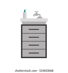 gray scale silhouette washstand with small furniture