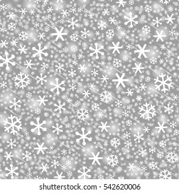 Gray scale transparent Snowflakes Seamless Vector Pattern. Christmas seamless background. Eps-10