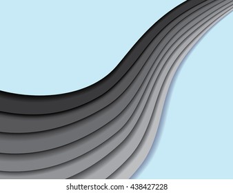 Gray scale wavy cutout abstract background.Vector illustration.