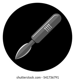 Gray scalpel isolated on a black background.