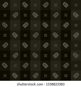 Gray scary pattern with ghosts and bones. Seamless vector