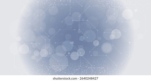 Gray scientific background with DNA line and hexagon cells. modern design