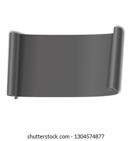 Gray scroll isolated on white background. Paper roll banner 3D. Ribbon design for Christmas frame, New Year decoration, curved retro border. Smooth realistic texture Vector illustration