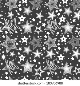 Gray seamless background with carved stars