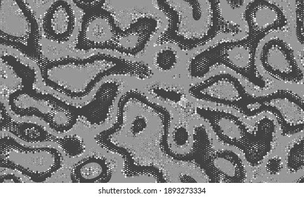 Gray Seamless Doted Graphic Marble Design. Grayscale Repeated Spring Pattern with Ripples, Vector Wallpaper. Monochrome Repeated Light Graphic Texture. Seamless Spring Pattern 