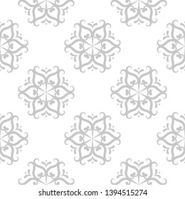 Gray seamless floral pattern on white background