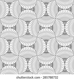 Gray seamless geometrical pattern. Simple monochrome texture. Abstract background.Slim gray wavy striped pin will.