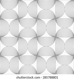 Gray seamless geometrical pattern. Simple geometric monochrome texture. Abstract background.Slim gray striped semi circles. Vector seamless pattern. Modern stylish texture. Repeating geometric tiles.