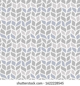Gray seamless pattern of braids, endless texture, stylized sweater fabric. Texture for web, print, wallpaper, fall winter fashion, textile design, website background,  home decor
