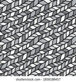Gray seamless pattern of braids, endless texture, stylized sweater fabric. Texture for web, print, wallpaper,  textile design, website background, home decor