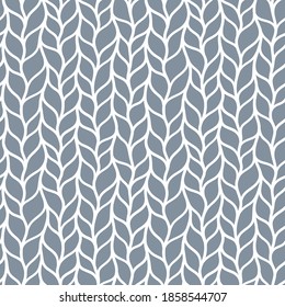 Gray seamless pattern of braids, endless texture, stylized sweater fabric. Texture for web, print, wallpaper,  textile design, website background, home decor