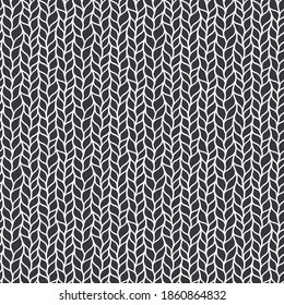 Gray seamless pattern of braids, endless pattern, stylized sweater fabric. Texture for web, print, wallpaper,  textile design, website background, home decor