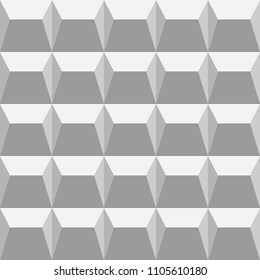 Gray seamless pattern with triangles and trapezes. Vector illustration.