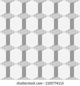 Gray seamless pattern with triangles and trapezes. Vector illustration.