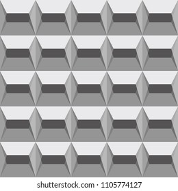 Gray seamless pattern with triangles and trapezes. Vector illustration.