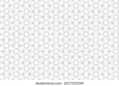 Gray seamless polygonal pattern in arabian style. From circles of stars and polygons. Vector illustration.