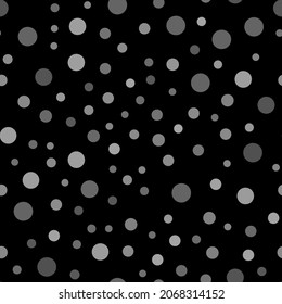 Gray Seamless Random Art. Black Round Flake Background. Carnaval Night Dot Concept. Small Confetti Dot. Falling Cool Splash. Vector Snow Polka. Abstract Vintage Explosion. Black Random Flake Blob.