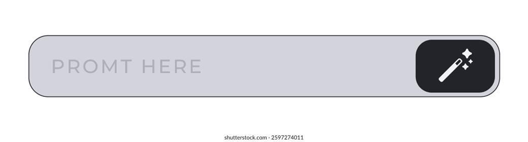Gray search bar displays typo in text, reading promt here, with a magic wand icon on the right.