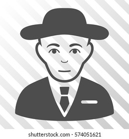 Gray Secret Service Agent toolbar icon. Vector pictogram style is a flat symbol on diagonally hatched transparent background.