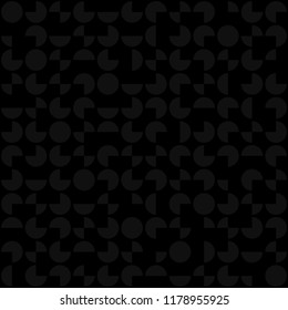 gray segments of circles on black background. vector seamless pattern. abstract geometric shapes. simple dark background. textile paint. repetitive background. wrapping paper. fabric swatch
