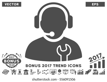 Gray Service Operator icon with bonus 2017 trend clip art. Vector illustration style is flat iconic symbols, white background.