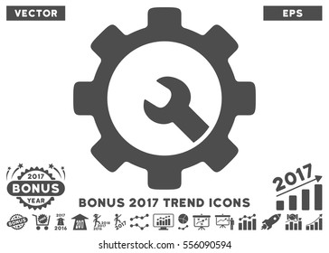 Gray Service Tools icon with bonus 2017 trend symbols. Vector illustration style is flat iconic symbols, white background.
